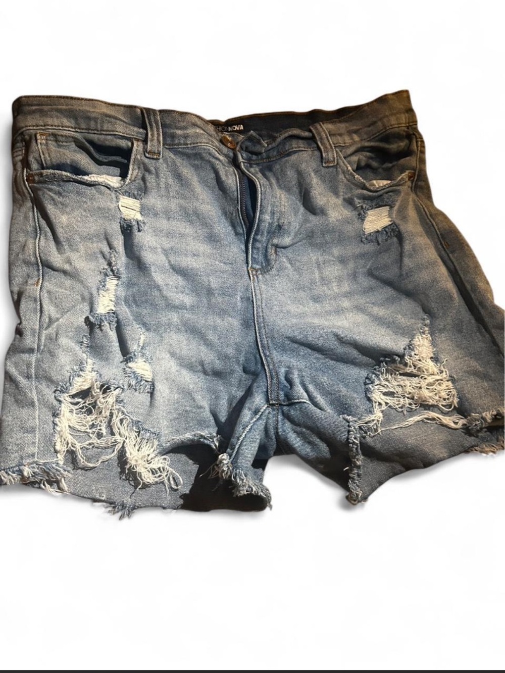 Fashion Nova Distressed Denim Shorts - Blue